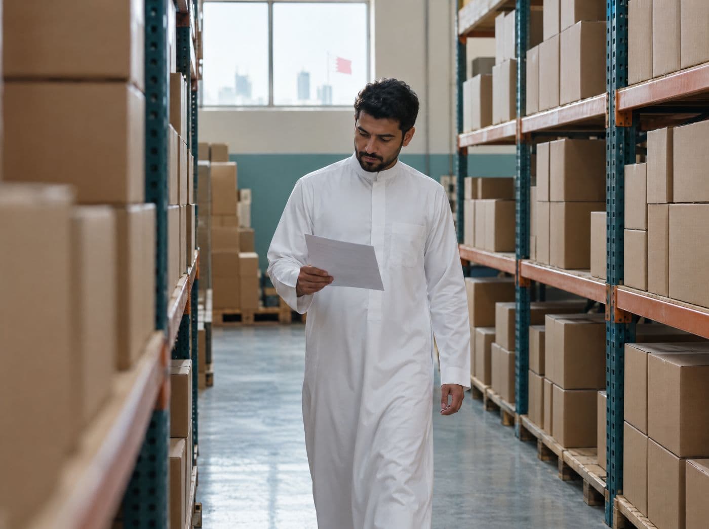 A business owner organising invoices and statements